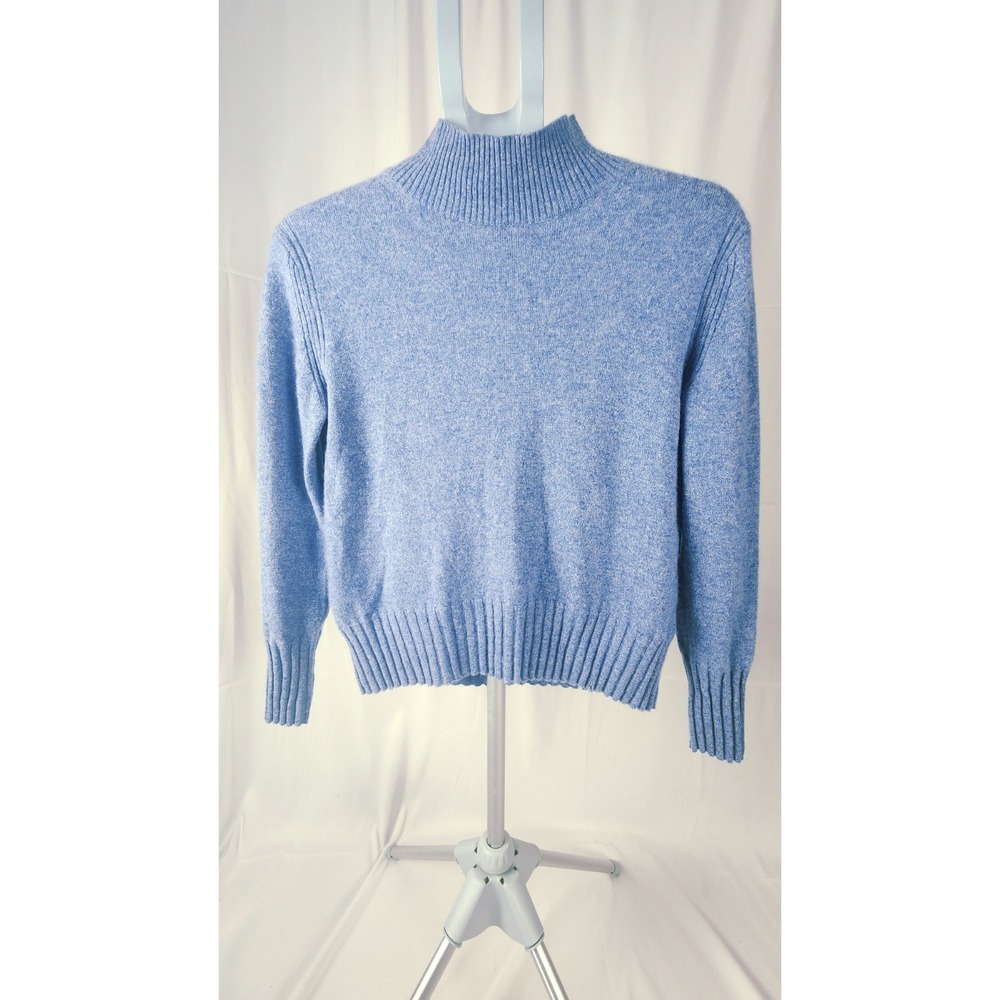 J.Crew 100% Cashmere Mock Neck Sweater Cornflower Blue Heathered Small